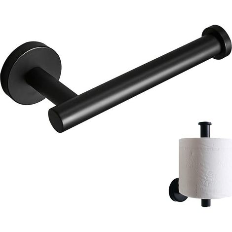 MINKUROW Schwarzer Toilettenpapierhalter, Wandmontierter Toilettenpapierhalter, Edelstahl Wandmontierter Papierhalter aus Metall, Starke Tragfähigkeit, Rostfrei, für Küche, Badezimmer, Schwarz (1/4)