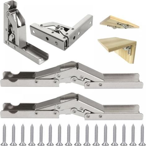 4 Pièces Charniere Invisible Porte Rentrante, étagère Pliables à 90/180 Degrés, Charniere Meuble, Charniere Porte Placard avec 16 Vis, Accessoires de Meubles, Charniere pour Armoire Porte Placa (1/5)