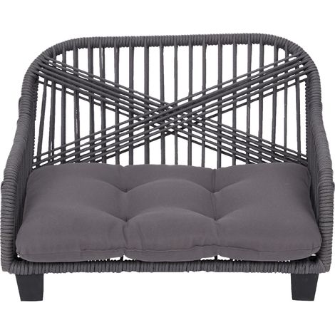 Teamson Pets Lachesis Indoor Outdoor Woven Rope Cat or Small Dog Sofa Bed Lounger Water Resistant with Removable Washable Cushion Grey ST-N10007-UK (1/5)