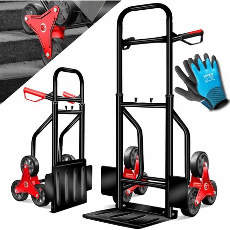 Masko® Treppenkarre Sackkarre 200kg Transportkarre Treppensteiger Stapelkarre Schwarz (1/5)