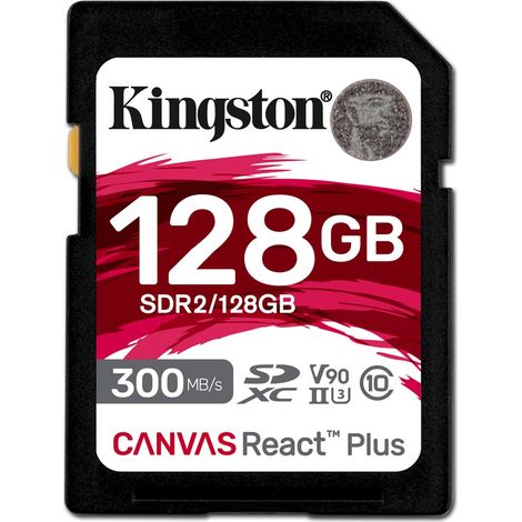 Carte mémoire Kingston Technology Canvas React Plus SDXC UHS-II 300R/260W U3 V90 128 Go pour Full HD/4K/8K (1/5)