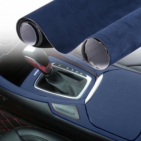 Autofolie Wildlederoptik selbstklebend, Mikrofaser Stoff für Innenraum, Dunkelblau 30x152cm (1/5)