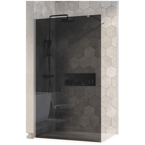 BERNSTEIN - Paroi de douche à l'italienne fixe latérale en verre, fumé, EX101, 200x100cm