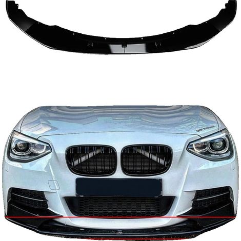 Spoiler delantero, polipropileno de alta calidad, dimensiones OEM estándar, compatible con Serie 1 F20/F21, instalación directa, acabado negro brillante. (1/4)