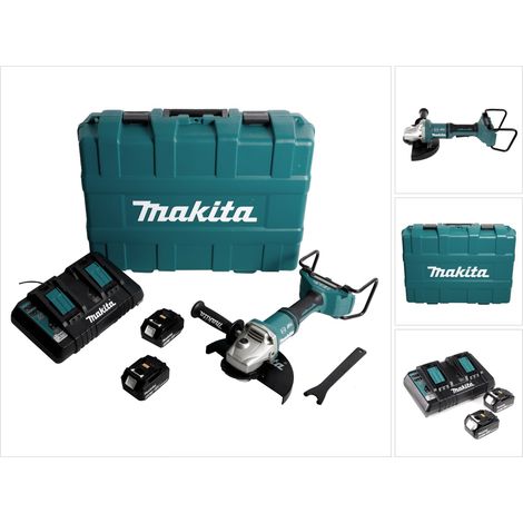 Amoladora angular sin cable Makita DGA 900 PTKX2 36V ( 2x18V ) 230mm sin escobillas + 2x batería 5.0Ah + cargador doble + Ezynut + maletín (1/5)