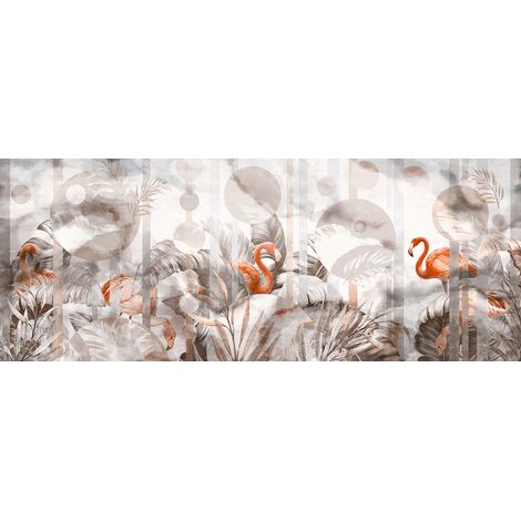 Papier peint panoramique - Flamants Roses - 195 cm x 76 cm (1/2)