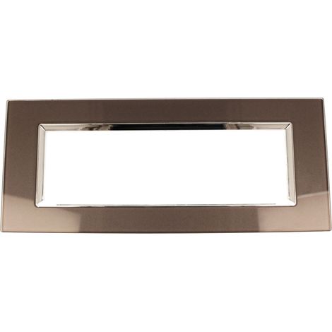 Placca Quadrata In Vetro Temperato MBL 7 Moduli/Posti Compatibile Bticino Living 3 Colori Disponibili (Acciaio Scuro)