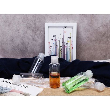 Lot 5 Bouteilles Voyage Plastique Vides 100ml TSA Antifuite Pression Format Poche Accessoires (Transparent) (1/4)