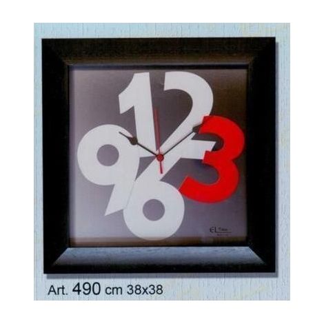 Orologio da parete in legno nero fondo grigio 38 x 38 cm (1/2)