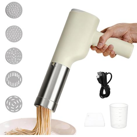 Machine à Pâtes électrique: Machine à Pâtes Portative Rechargeable, Presses à Pâtes Electriques, Machine Pates Fraiches Avec 6 Modes Pour Les Pâtes Fraîches Spaghetti Ou Fettuccine (Blanc)