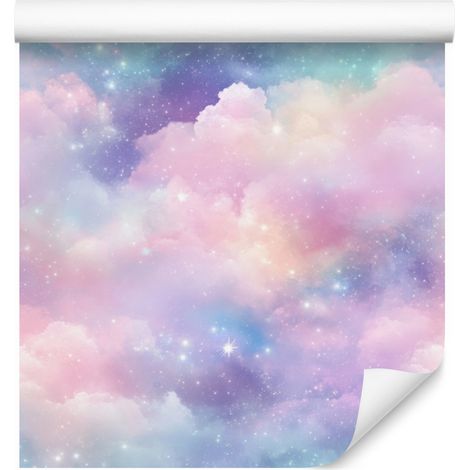Papier peint aquarelle galaxie lavande, rose poudré et bleu 50x1000 cm (1/5)