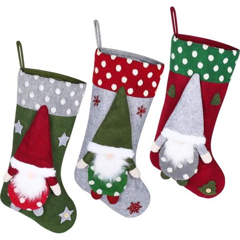 3er-Pack Weihnachtsstrümpfe, 50 cm großer Weihnachtsstrumpf