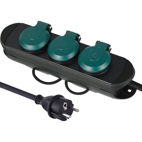 Multipresa Professionale da Lavoro per Outdoor con sistema di avvolgicavo, 3 Prese Schuko con tappo IP44, Cavo in gomma 1.4 metri H07RN-F 3G1.5 (1/4)