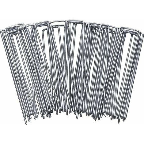 Mulching for Plant Garden Stakes 100pcs 15cm U Shaped Galvanized Landscape Staples thsinde (1/5)