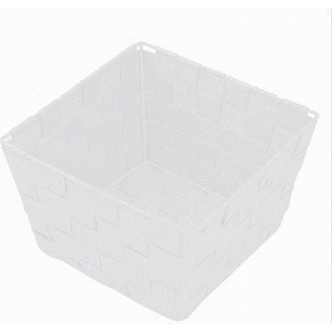 TRADE SHOP - Porta Oggetti In Tessuto Multiuso Organizer Bagno Cucina Bianco 20x20x13cm 79120 -