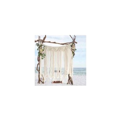 Tenture murale en macramé 100% coton – Décoration bohème 106,7 x 88,9 cm – Pour murs et plafonds – Design artisanal unique-Crezuo (1/4)