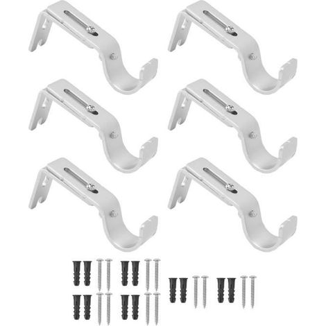 (Argent)Support de tringle à rideau Réglable - Fer durable - Antirouille - 6 pièces (1/4)