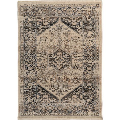 Tapis oriental bleu effet vintage facile à vivre - 230 x 160 cm (1/4)