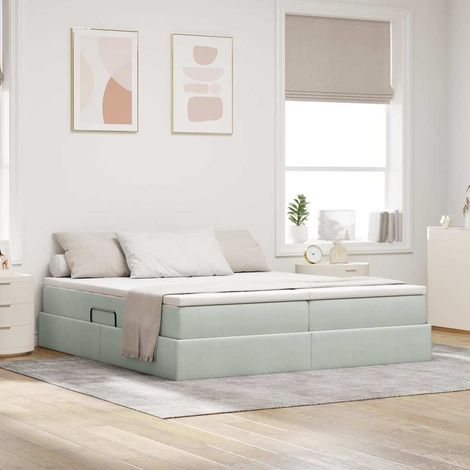 vidaXL Lit avec rangement et matelas Gris clair 180 x 200 cm Velours (1/5)