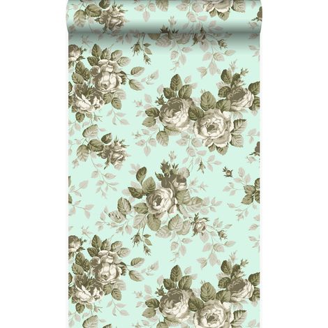papier peint roses bleu canard - Origin Wallcoverings (1/5)