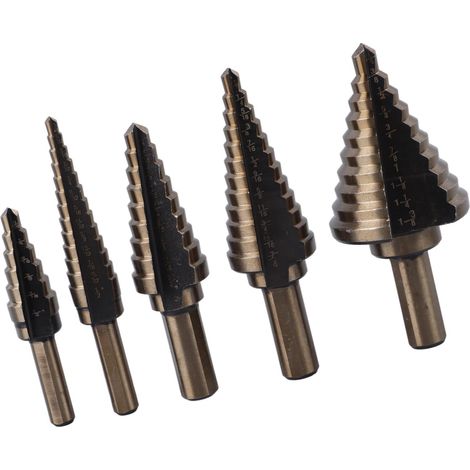 5-teiliges Stufenbohrer-Set, 3/16 bis 1-3/8 Zoll, Hartmetall-Kegelbohrer für Holz, Metall und Kunststoff (1/5)