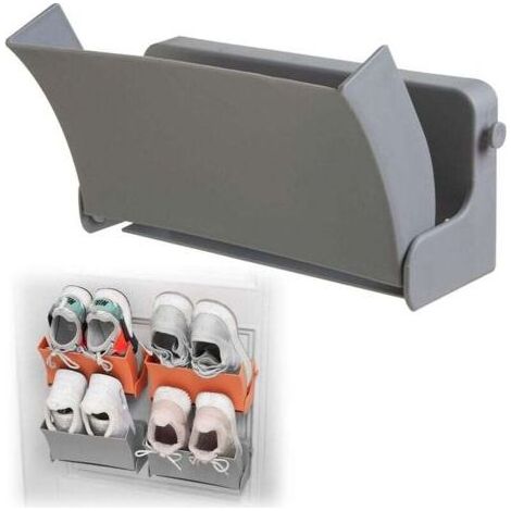 Support Chaussure Mural Pliable étagères - rangement chaussures 22,5 10,5 6,5 cm pliable mural pour étagère murale, sans perçage, cintre à couloir et couloir, économiser de l'espace, gris, 1 pièce (1/4)