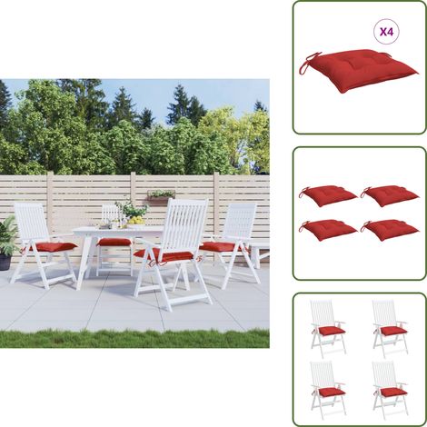 Cuscino per seduta - vidaXL Cuscini per Pallet 4 pz Rossi 50x50x7 cm Tessuto Oxford - Cuscino da esterno
