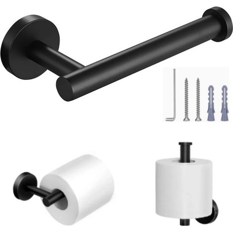 Portarotolo di carta igienica, forato, L 16,3 cm, in acciaio inox, per WC, cucine e bagni, nero (1/5)