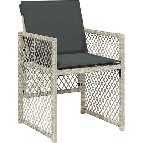 Garden Chairs with Cushions 4 pcs Light Grey Poly Rattan vidaXL (1/5)