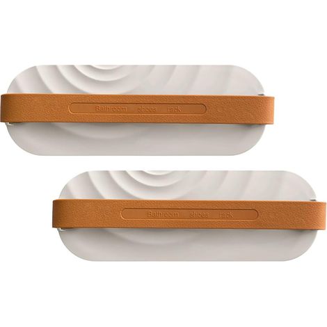 Lot de 2 Range-Chaussures Muraux Blancs en Abs PVC Motif Ondulé, Étagère à Pantoufles Égouttoir, Gain de Place pour Entrée ou Salle de Bain (1/5)