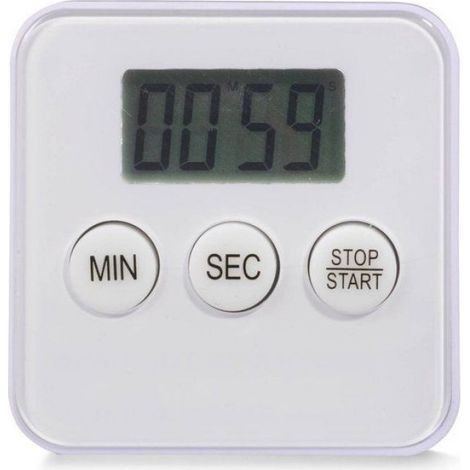 Minuterie de cuisine magnétique avec support + batterie Wekker de cuisson numérique Minuteur Blanc