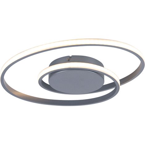 Flache LED Deckenleuchte ZIBAL Silber, stufenweise dimmbar, Ø 39cm (1/5)