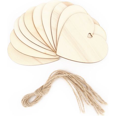 30pcs Heart Ornament Wooden Romantic Decorative Sign with Rope Gift Tag for DIY Enthusiast (1/5)