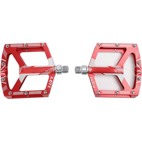 Set mit 2 universellen Ersatzpedalen für Mountainbikes, rutschfest, CNC-gefräste Aluminiumlegierung, mit Lagern, rot (1/5)