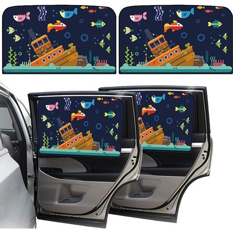 Pare-solaire auto magnétique 2 pièces pour vitres latérales, multicolore à motifs, 49x79 cm, protection solaire voiture (1/5)
