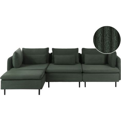 Modul Ecksofa 3-Sitzer EGERIS Cord Dunkelgrün rechtsseitig