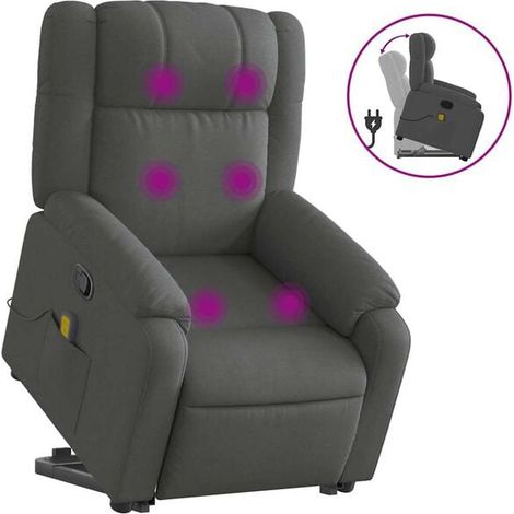 Chaise de massage ergonomique en tissu gris foncé – Siège relaxant avec fonction chauffage, vibration et réglage inclinable – Pour salon ou bureau (1/5)