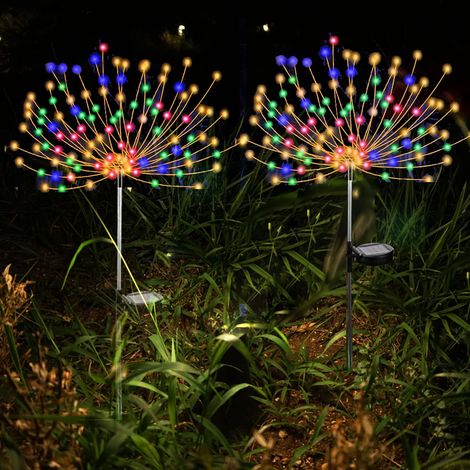 Lampes Solaire Extérieur, 2 Paquets 120 Led Lumière De Feu D'artifice Énergie Solaire - 2 Modes Éclairage Multicolore Pour Jardin, Sapin, Mariage