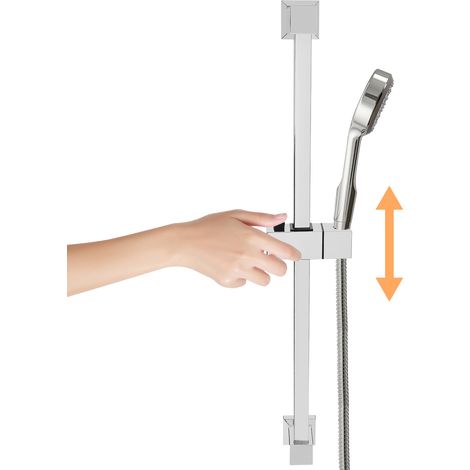 Barre coulissante de douche, support pour douchette à main – Argent, réglable sur 62cm (1/5)