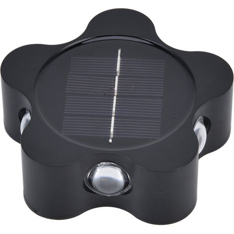 Solarbetriebene Außenwandleuchte, 5-zackiger LED-Stern, wasserdicht, dekorativ für Garten, Zaun, Terrasse, mit eingebautem Akku, schwarzes Gehäuse. (1/5)