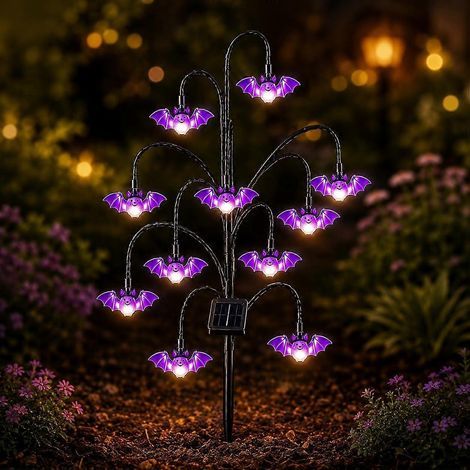 Lampe solaire Halloween fantôme souche arbre, guirlande scintillante, déco extérieure porche rustique (1/5)