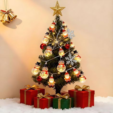 Guirlande Lumineuse Noel, 2m Guirlande Lumineuse père Noël, 20 LED Bonhomme Neige Guirlande Lumineuses, S'applique à Intérieur Extérieur Noel Décoration Sapin Noëlcréez Ambiance Festive (B) (1/5)