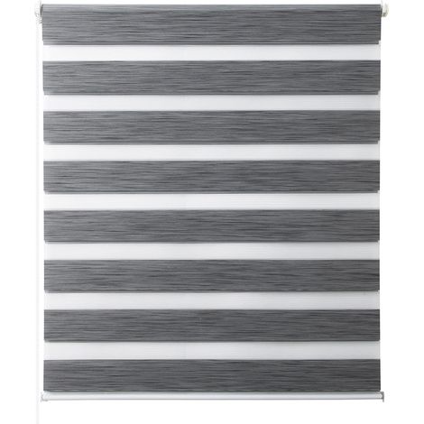 Woltu – Store enrouleur double 75x150cm – Fixation rapide sans perçage – Isolant thermique – Tissu 100% polyester – DR5620GR07
