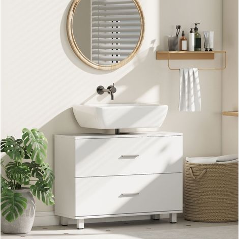 Mobile sottolavabo 80 x 30 x 60 cm bianco in legno, con contenitore, FloraGrace (1/5)