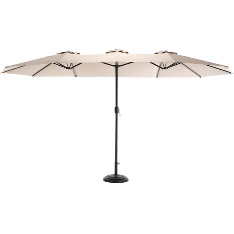 14,8 Ft Grande Parapluie Rectangulaire Double Côté pour Extérieur avec Manivelle, Couleur Kaki, Base Non Incluse