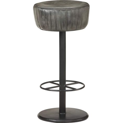 vidaXL Tabouret de bar Gris Cuir véritable (1/5)