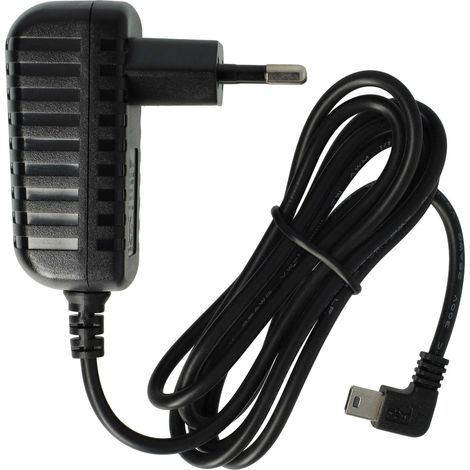 vhbw Mini-USB Ladegerät Universal Ladekabel mit Netzstecker 1,0 A / 5V, gewinkelt Schwarz