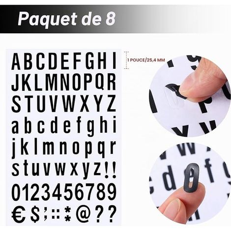 Self Adhesive Vinyl Letters Number Kit, Black, 1 Inch (1/4)
