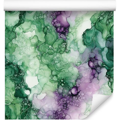 Papel pintado verde tinta, verde mar y morado para salón y dormitorio, 50x1000 cm. (1/5)