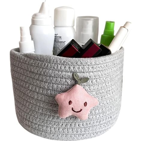 Cestas de cuerda de algodón , color gris, multiusos para la habitación de los niños, la oficina o la decoración del hogar.
